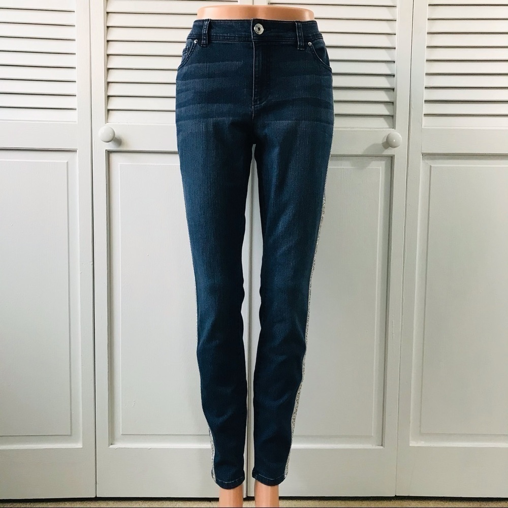 INC Embellished Indigo Skinny Leg Jeans Size 6